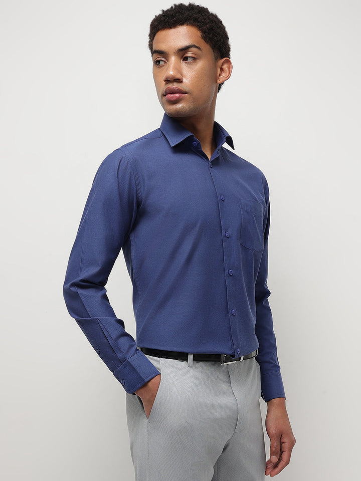 Men Ink Blue Regular Fit Solid Formal Shirt
