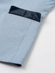 Men Sky Blue Regular Fit Solid Notched Lapel Casual Blazer