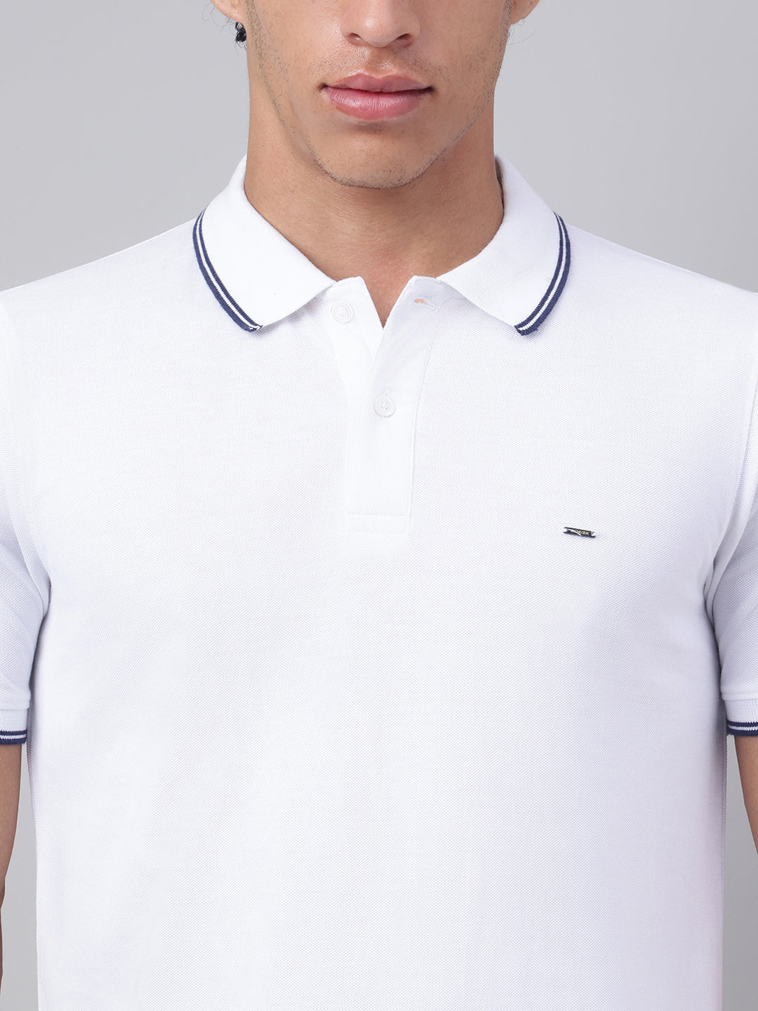 Men White Regular Fit Polo Neck t-shirt