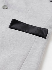 Men Grey Regular Fit Solid Notched Lapel Casual Blazer