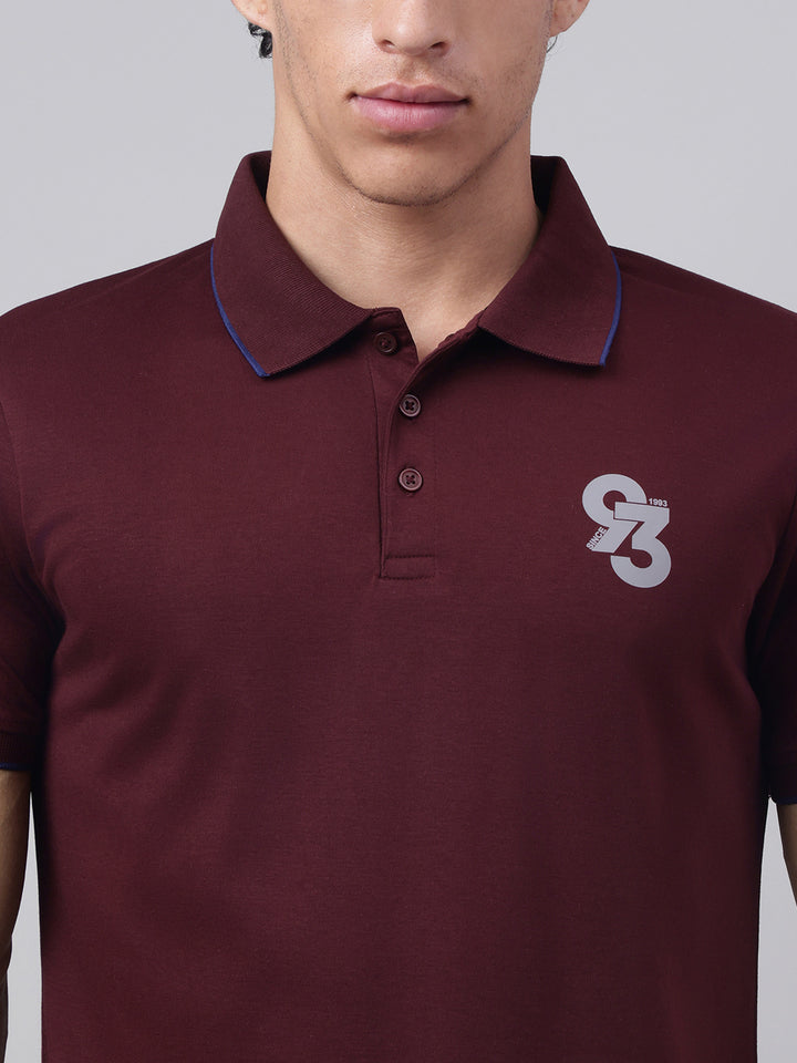 Men Wine Regular Fit Polo Neck t-shirt