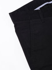 Men Black Slim Fit Mid Rise Solid Casual Trouser