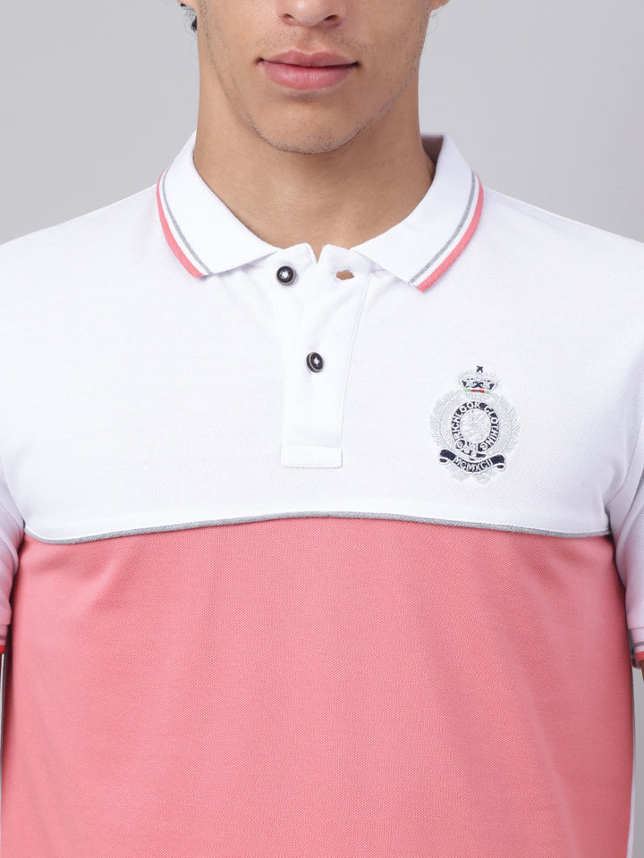 Men Pink Regular Fit Polo Neck t-shirt