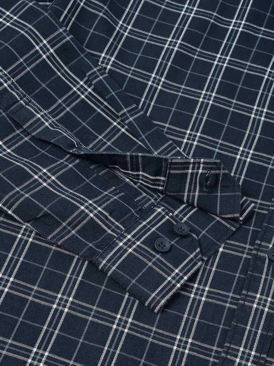 Men Navy Check Casual Shirt Cool Checks Easy Comfort