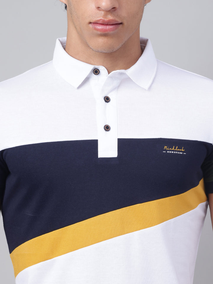 Men White Regular Fit Polo Neck t-shirt