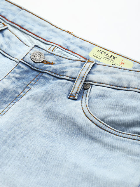 Men Ice Blue Slim Fit Mid Rise Clean Look Strechable Jeans