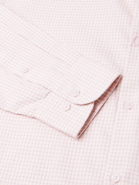 Men Light Peach Regular Fit Checkered Formal Shirt