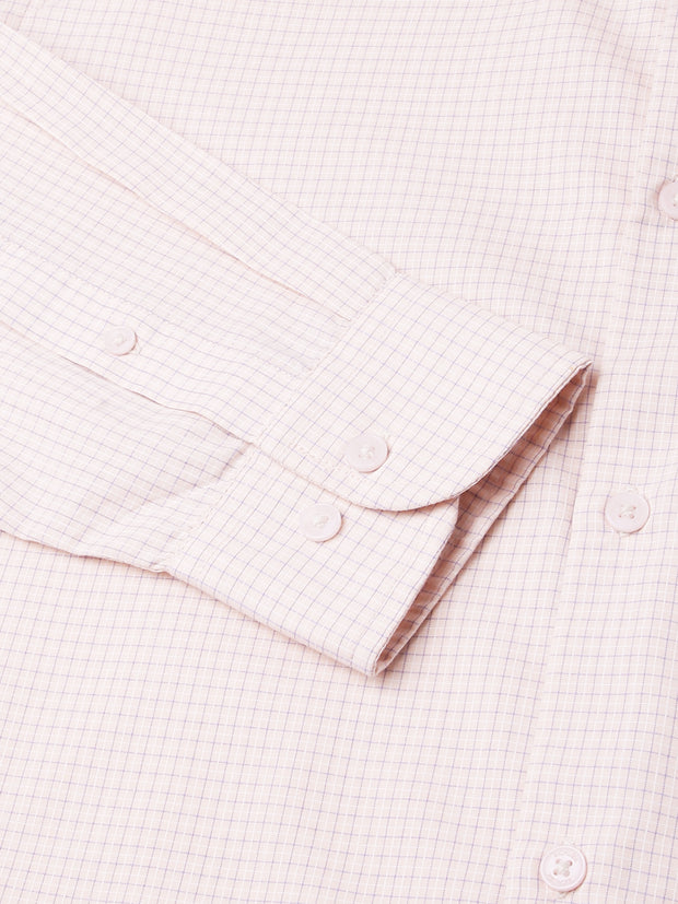 Men Light Peach Regular Fit Checkered Formal Shirt