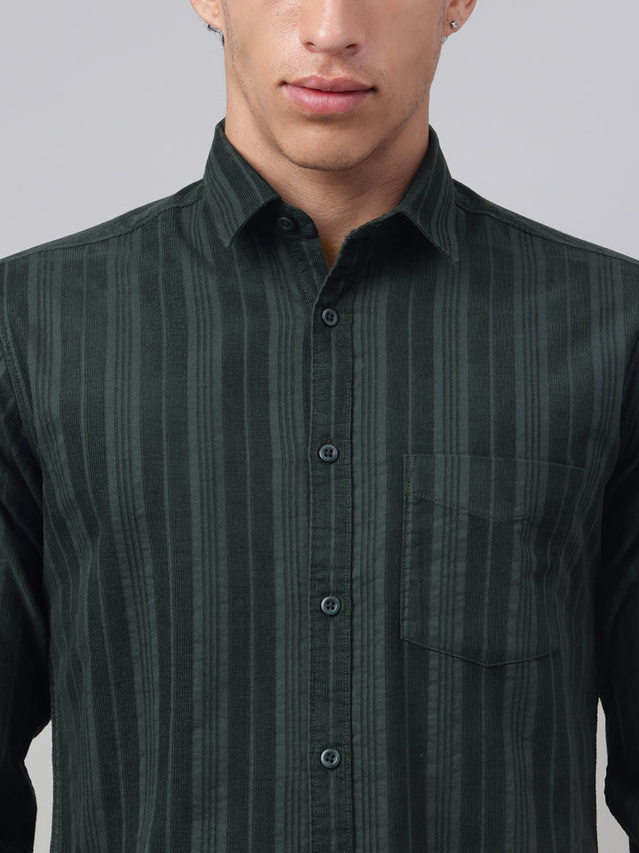 Men Bottle Green Casual Shirt Rich Tone Ultimate Comfort