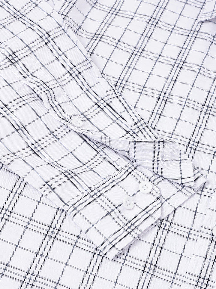 Men White Check Casual Shirt Simple Smart Stylish