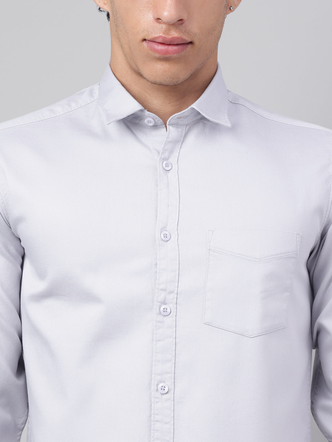 Men Steel Grey Casual Shirt Sleek Style Everyday Comfort