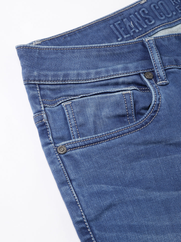 Men Ice Blue Slim Fit Mid Rise Clean Look Stretchable Jeans