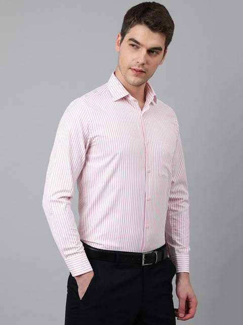 Men Pink Regular Fit Striped Formal Shirt