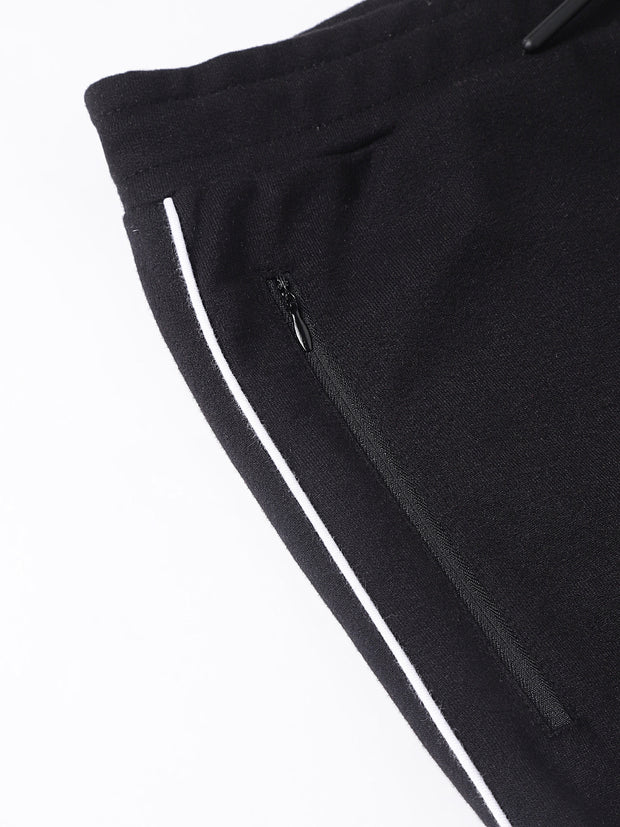 Men Black Slim Fit Mid Rise Solid Lower