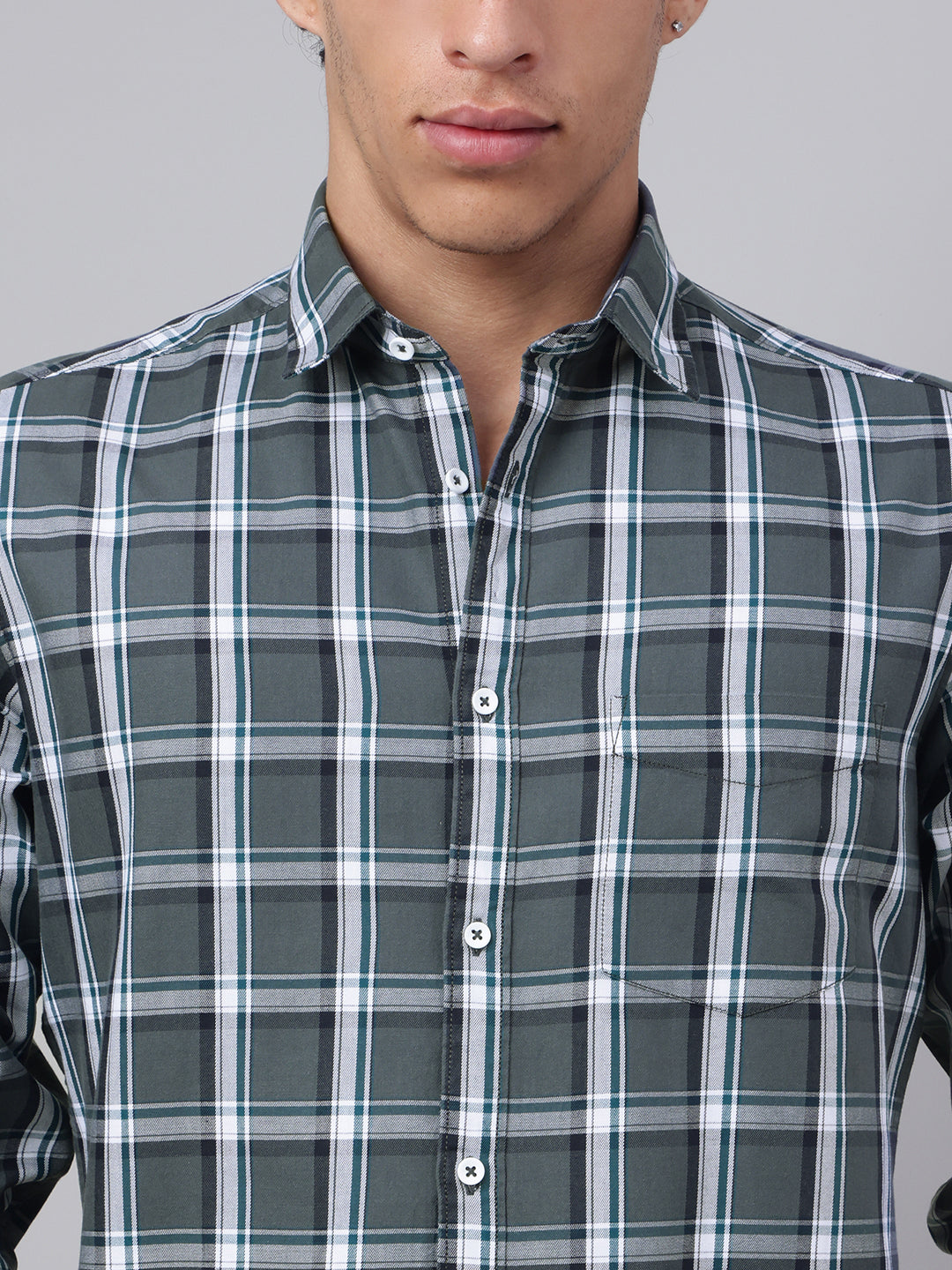 Men Grey Check Casual Shirt Classic Checks Ultimate Comfort