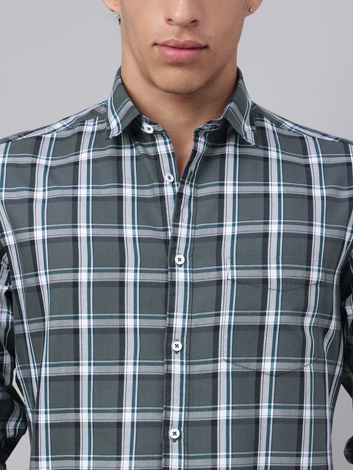 Men Grey Check Casual Shirt Classic Checks Ultimate Comfort