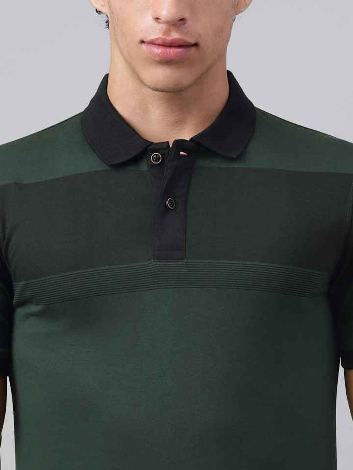 Men Green Regular Fit Polo Neck t-shirt