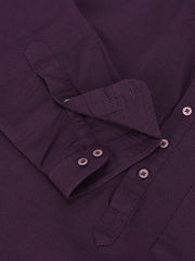 Men Dark Purple Standard Fit Solid Kurta