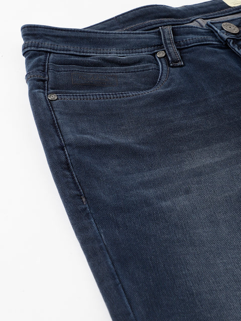 Men Dark Blue Slim Fit Mid Rise Clean Look Strechable Jeans