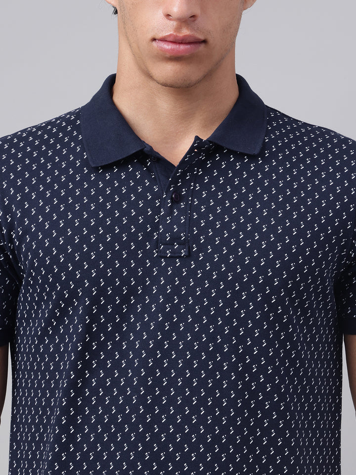 Men Navy Regular Fit Polo Neck t-shirt