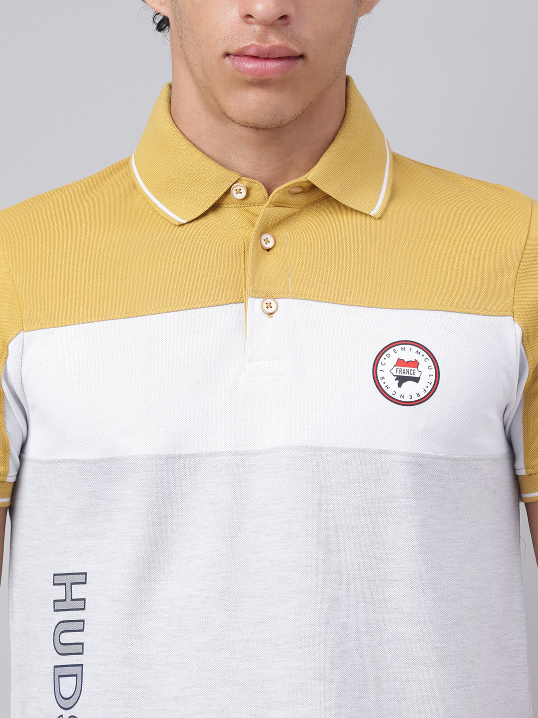 Men Ecru Regular Fit Polo Neck t-shirt