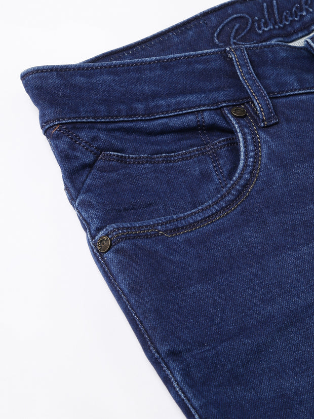 Men Indigo Slim Fit Mid Rise Clean Look Strechable Jeans