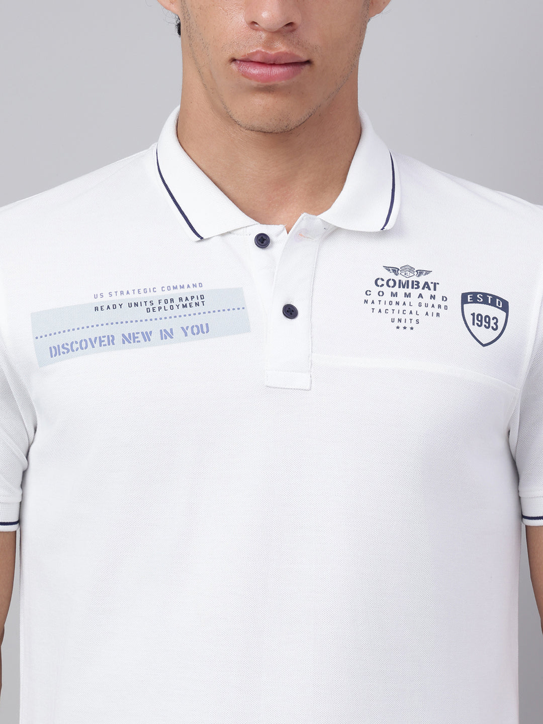 Men Off White Regular Fit Polo Neck t-shirt