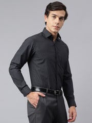 Men Black Regular Fit Checkered Formal Shirt