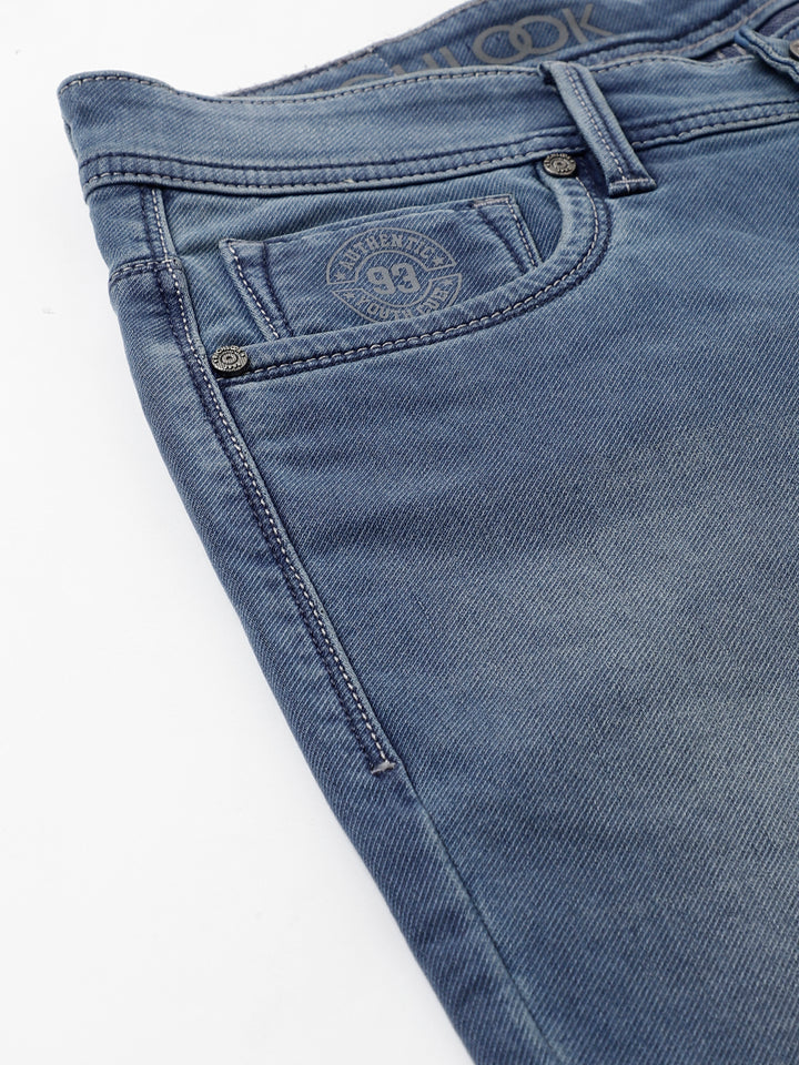Men Light Blue Slim Fit Mid Rise Clean Look Stretchable Jeans
