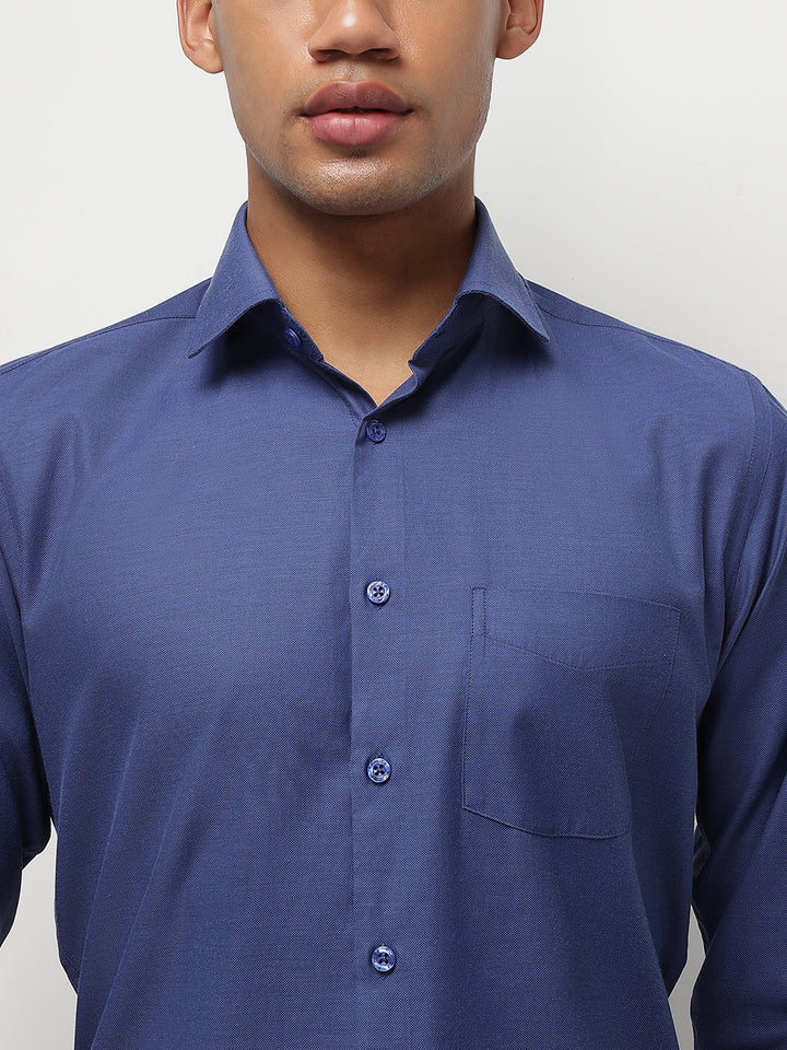 Men Ink Blue Regular Fit Solid Formal Shirt