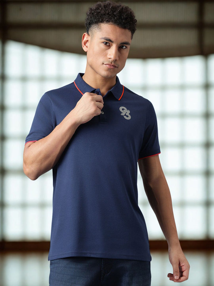 Men Blue Regular Fit Polo T-Shirt