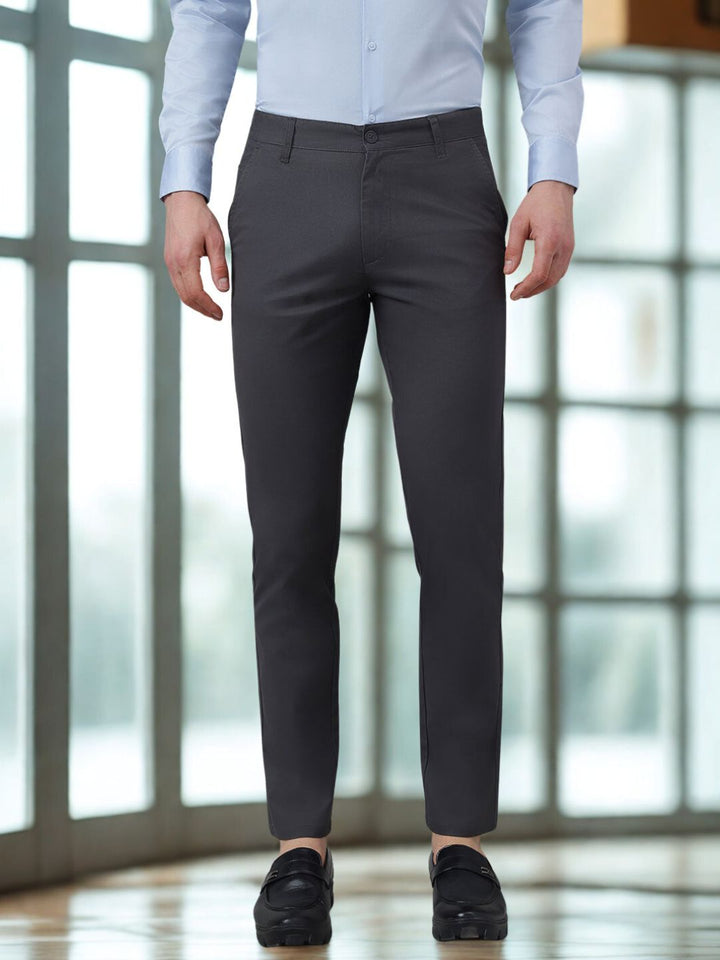 Men Grey Slim Fit Cotton Casual Chino Pant