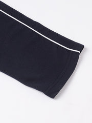 Men Navy Blue Slim Fit Mid Rise Solid Lower