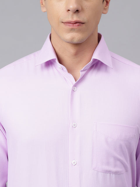 Men Lilac Regular Fit Solid Formal Shirt