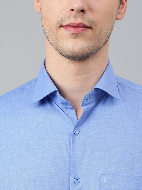 Men Blue Regular Fit Solid Formal Shirt