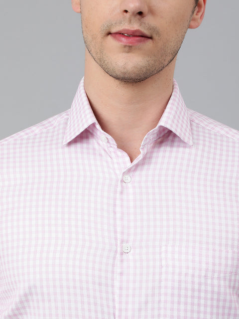 Men Pink Regular Fit Checkered Formal Shirt