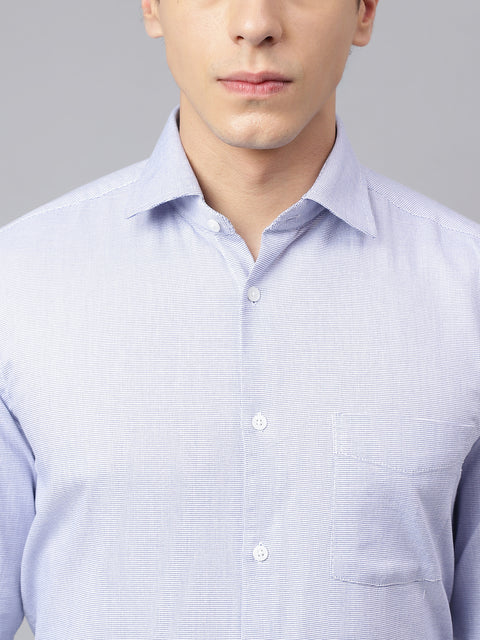Men Blue Regular Fit Solid Formal Shirt