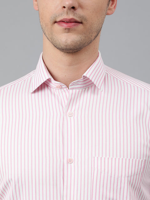 Men Pink Regular Fit Striped Formal Shirt