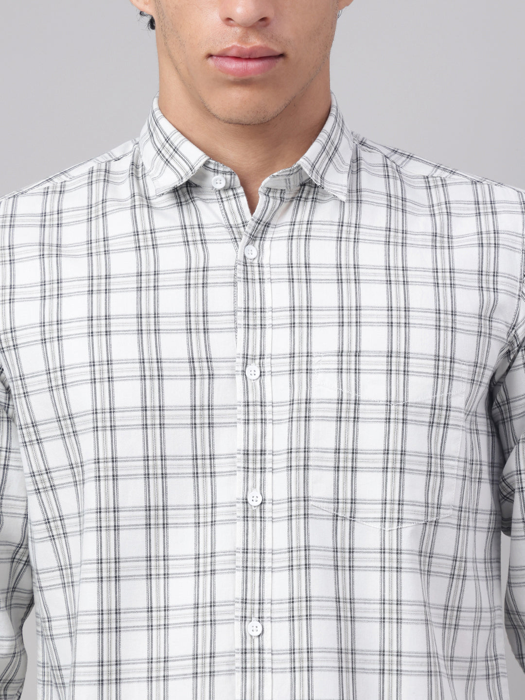 Men Off-White Check Casual Shirt Clean Look Ultimate Comfort