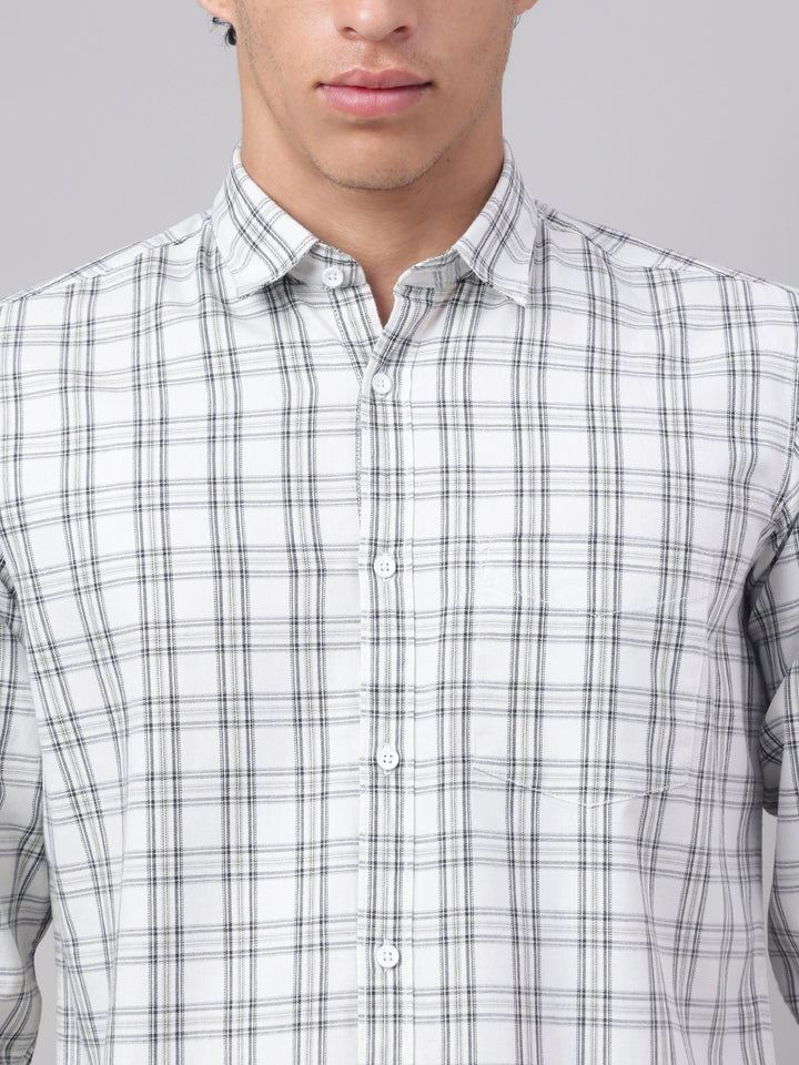 Men Off-White Check Casual Shirt Clean Look Ultimate Comfort