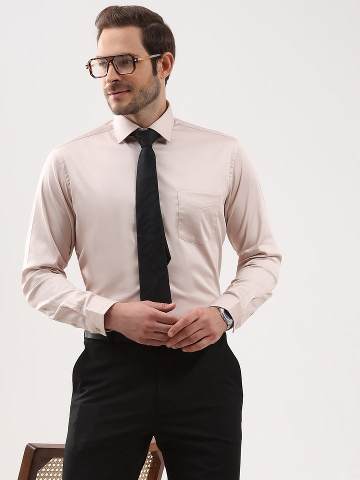 Men Solid Cotton Lycra Formal Shirt