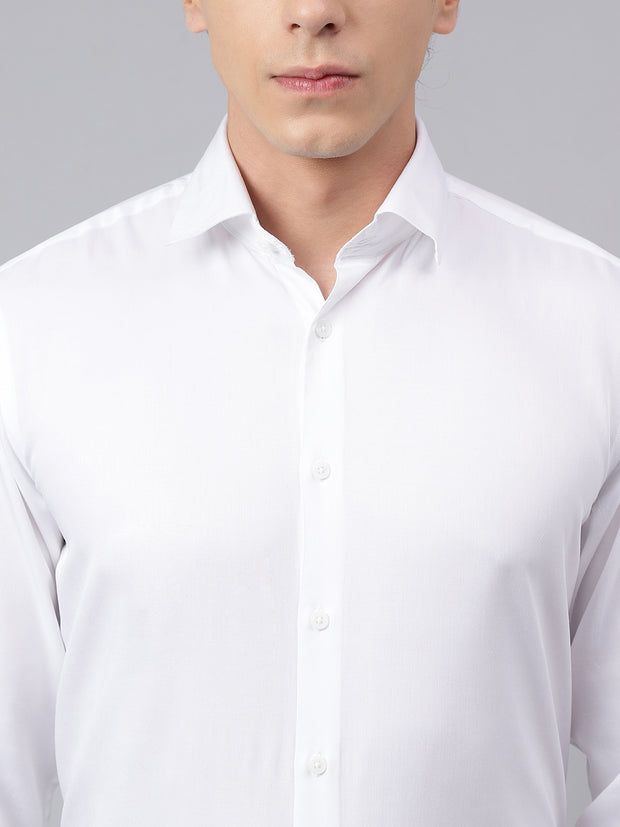 Men White Regular Fit Solid Formal Shirt