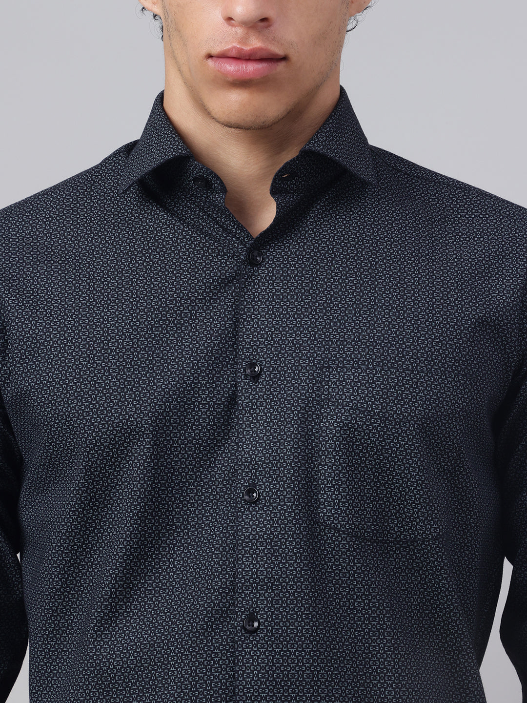 Men Black Grey Club Wear Shirt Shine Bright Stay Stylish