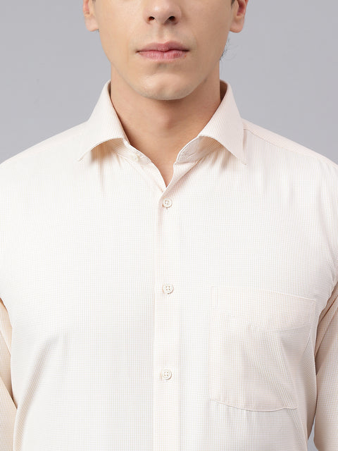 Men Yellow Regular Fit Checkered Formal Shirt