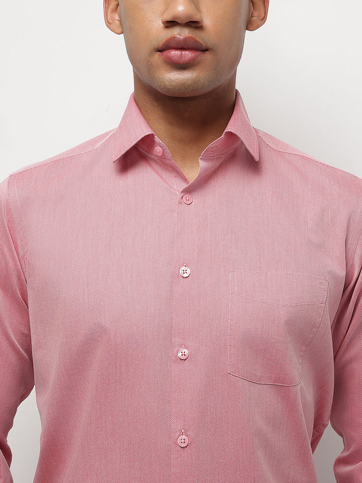 Men Red Regular Fit Solid Formal Shirt