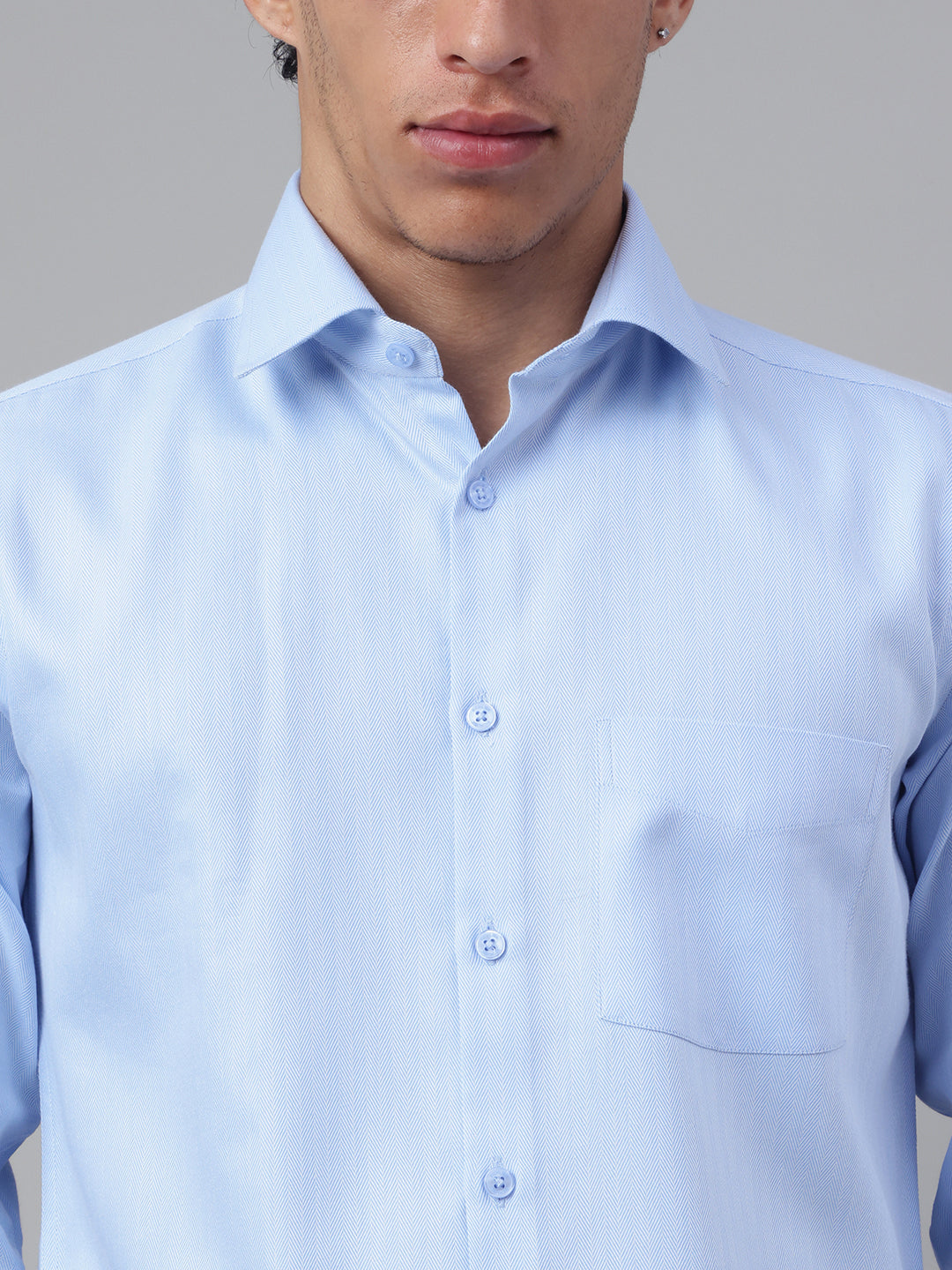 Men Powder Blue Formal Shirt Cool Tone Sharp Look