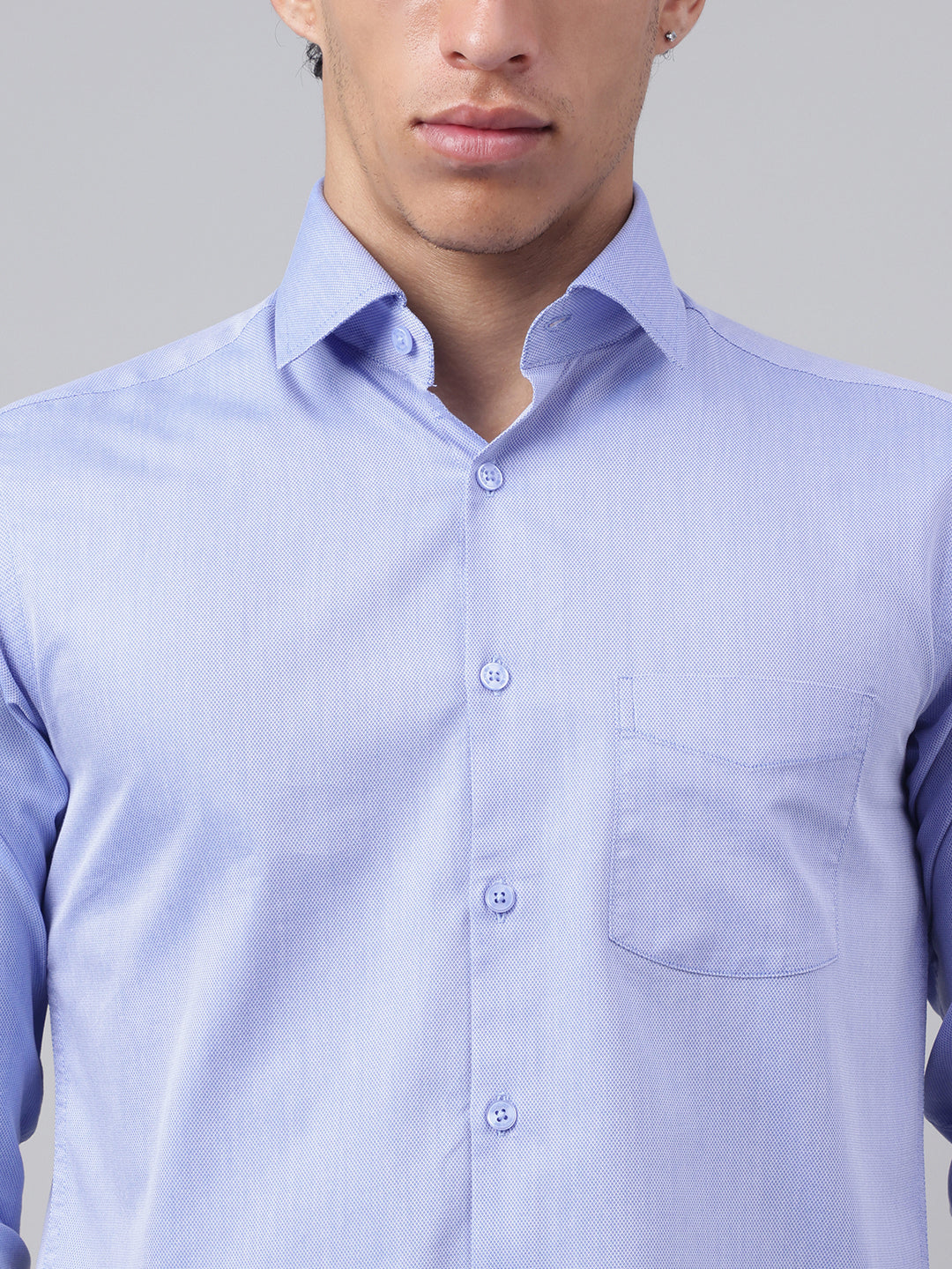 Men Blue Regular Fit Solid Formal Shirt