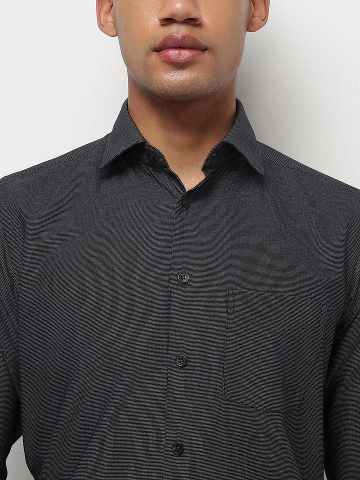 Men Dark Grey Full Sleeve Formal Shirt