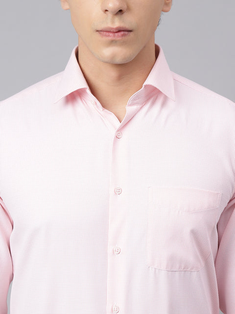 Men Pink Regular Fit Checkered Formal Shirt