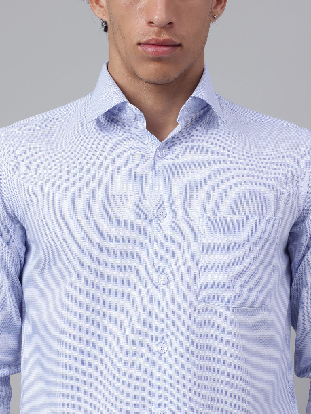 Men White Sky Full Sleeve Formal Shirt